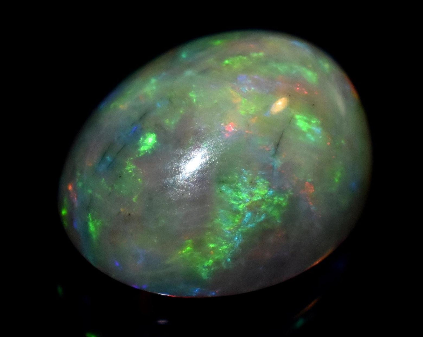 Opal, Natural Black Opal, Ethiopian Welo Fire Opal, Oval Cabochon Loose Gemstone, 4.20 Carat, Size-10x12.5x6.5mm, For Jewelry Making,