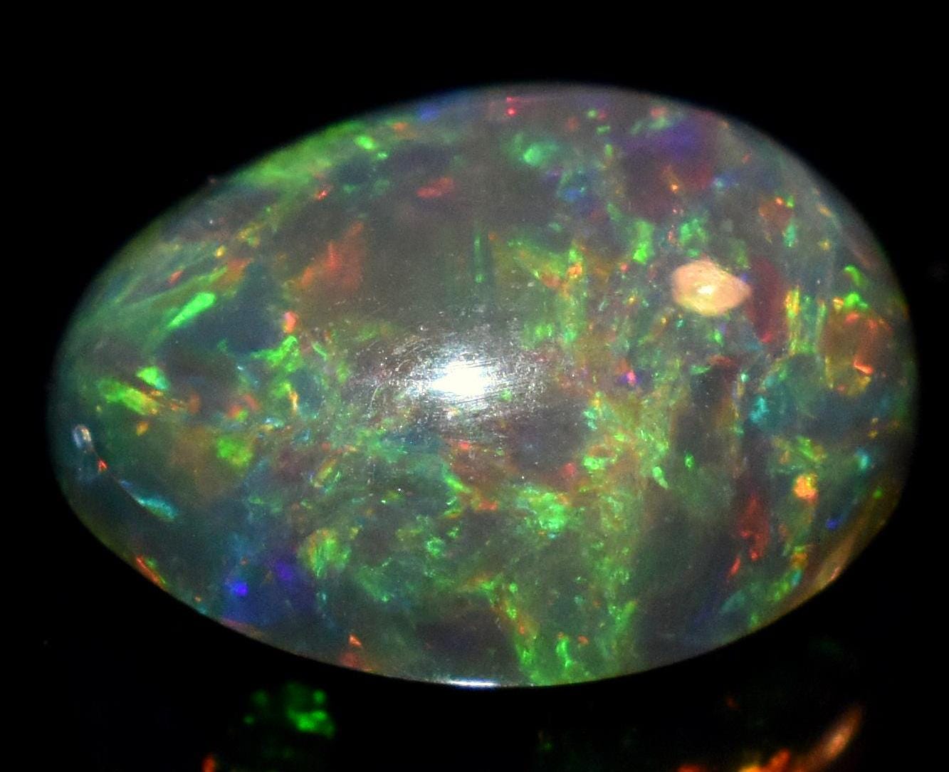 Natural Black Opal, Ethiopian Welo Fire Opal, Oval Cabochon Loose Gemstone, 3.35 Carat, Size-9.5x12x6mm, For Jewelry Making,