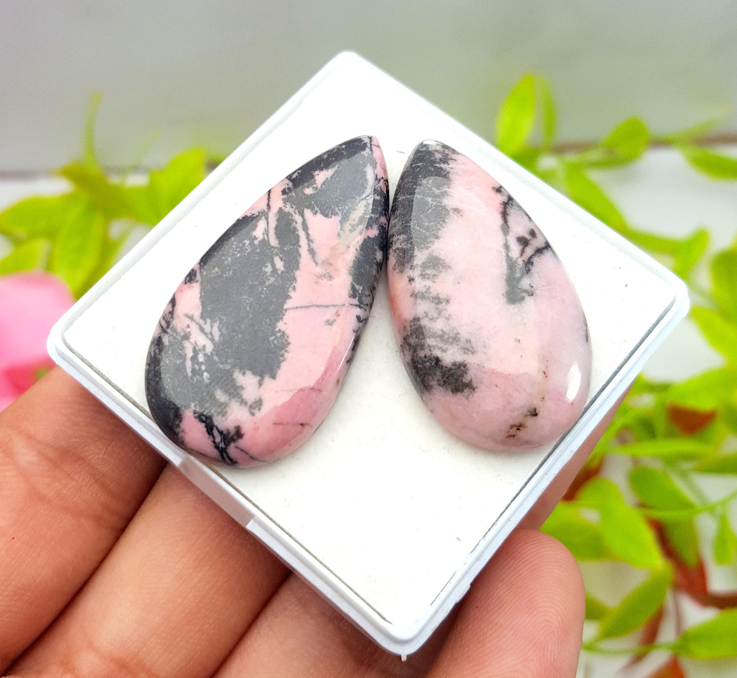 Genuine & 100% Natural Pink Peruvian Opal Pear Cabochon Gemstone Lot, 81.82 Carat, Size-40x20x5mm To 36x20x7mm, For Jewelry Making, PC-2