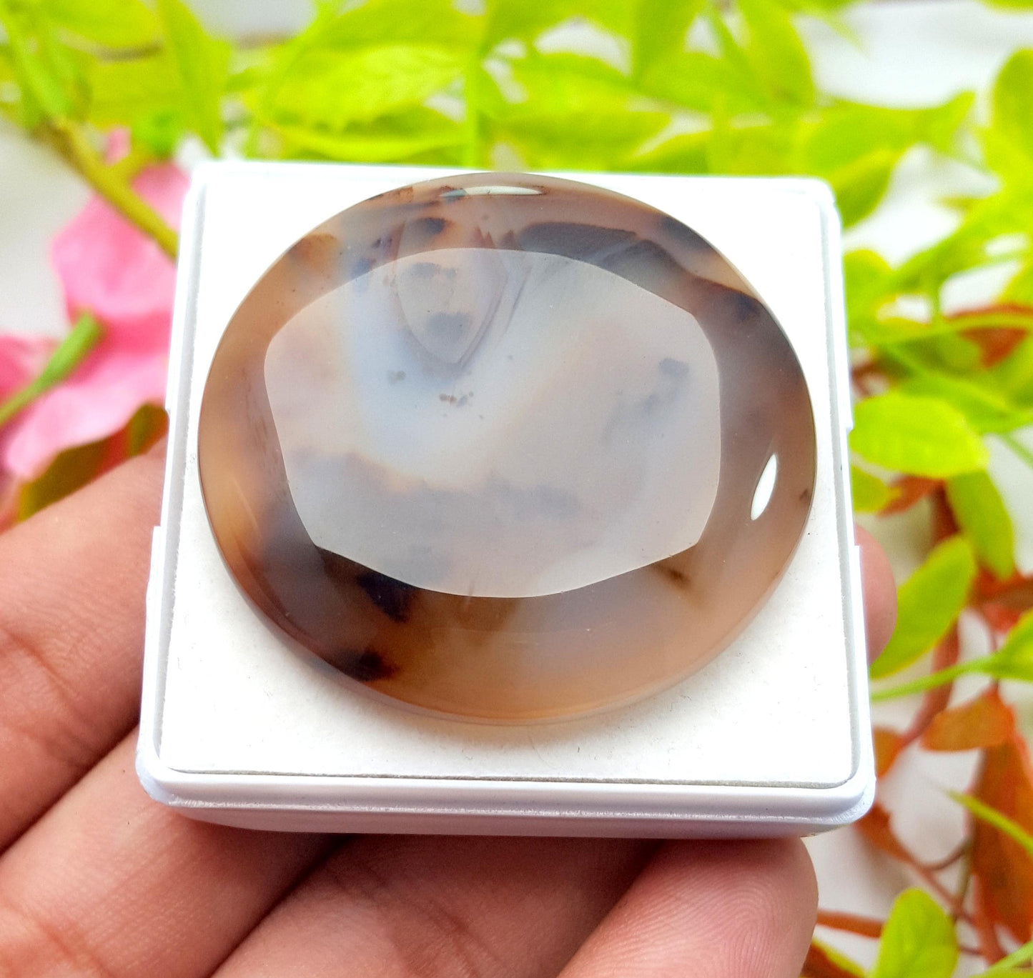 Montana, 100% Natural Montana Agate, Round Smooth Cabochon Loose Gemstone, 116.00 Carat, Size-43x43x7mm, For Jewelry Making, PC-1