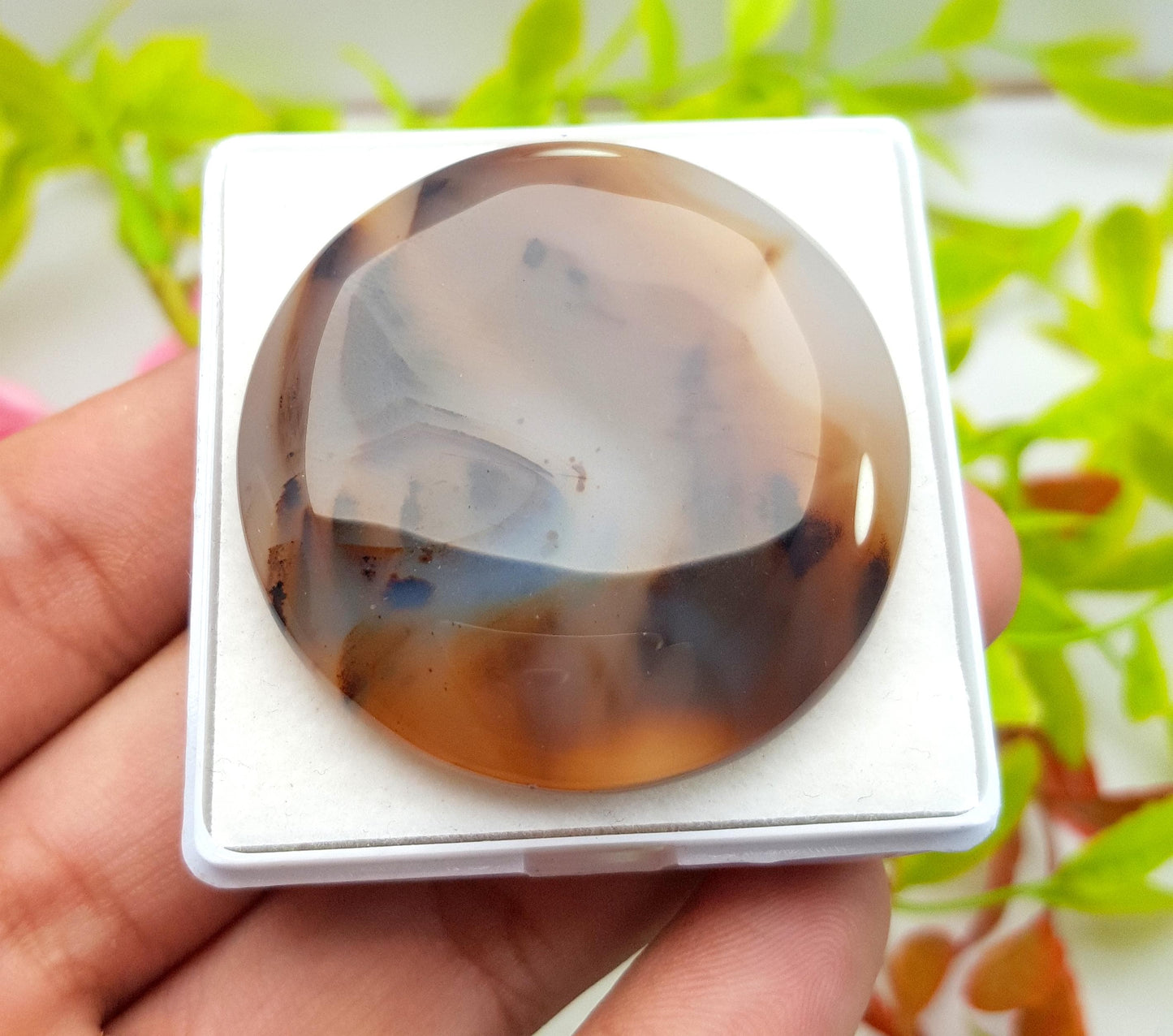 Montana, 100% Natural Montana Agate, Round Smooth Cabochon Loose Gemstone, 116.00 Carat, Size-43x43x7mm, For Jewelry Making, PC-1