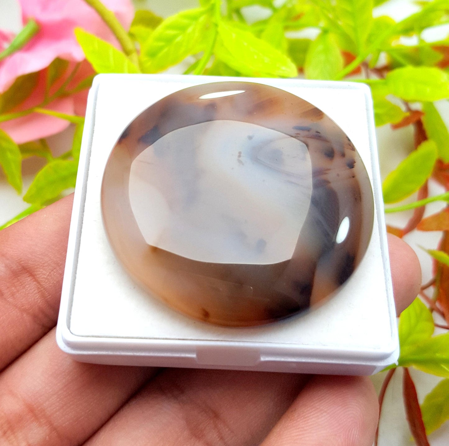 Montana, 100% Natural Montana Agate, Round Smooth Cabochon Loose Gemstone, 116.00 Carat, Size-43x43x7mm, For Jewelry Making, PC-1