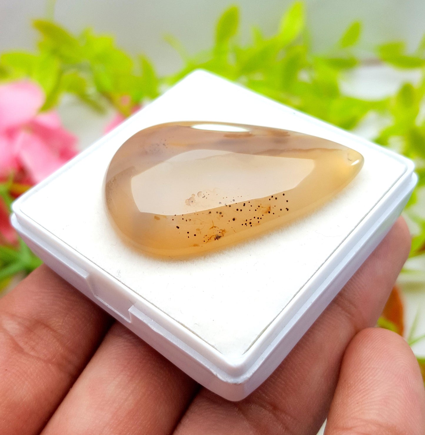 Montana, 100% Natural Montana Agate, Pear Smooth Cabochon Loose Gemstone, 64.30 Carat, Size-43x29x7mm, For Jewelry Making, PC-1