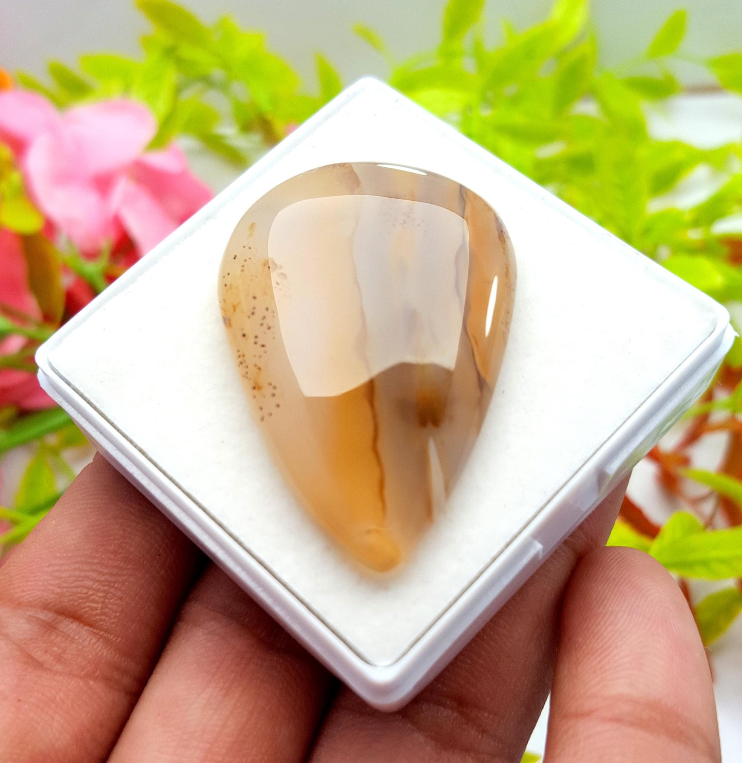 Montana, 100% Natural Montana Agate, Pear Smooth Cabochon Loose Gemstone, 64.30 Carat, Size-43x29x7mm, For Jewelry Making, PC-1