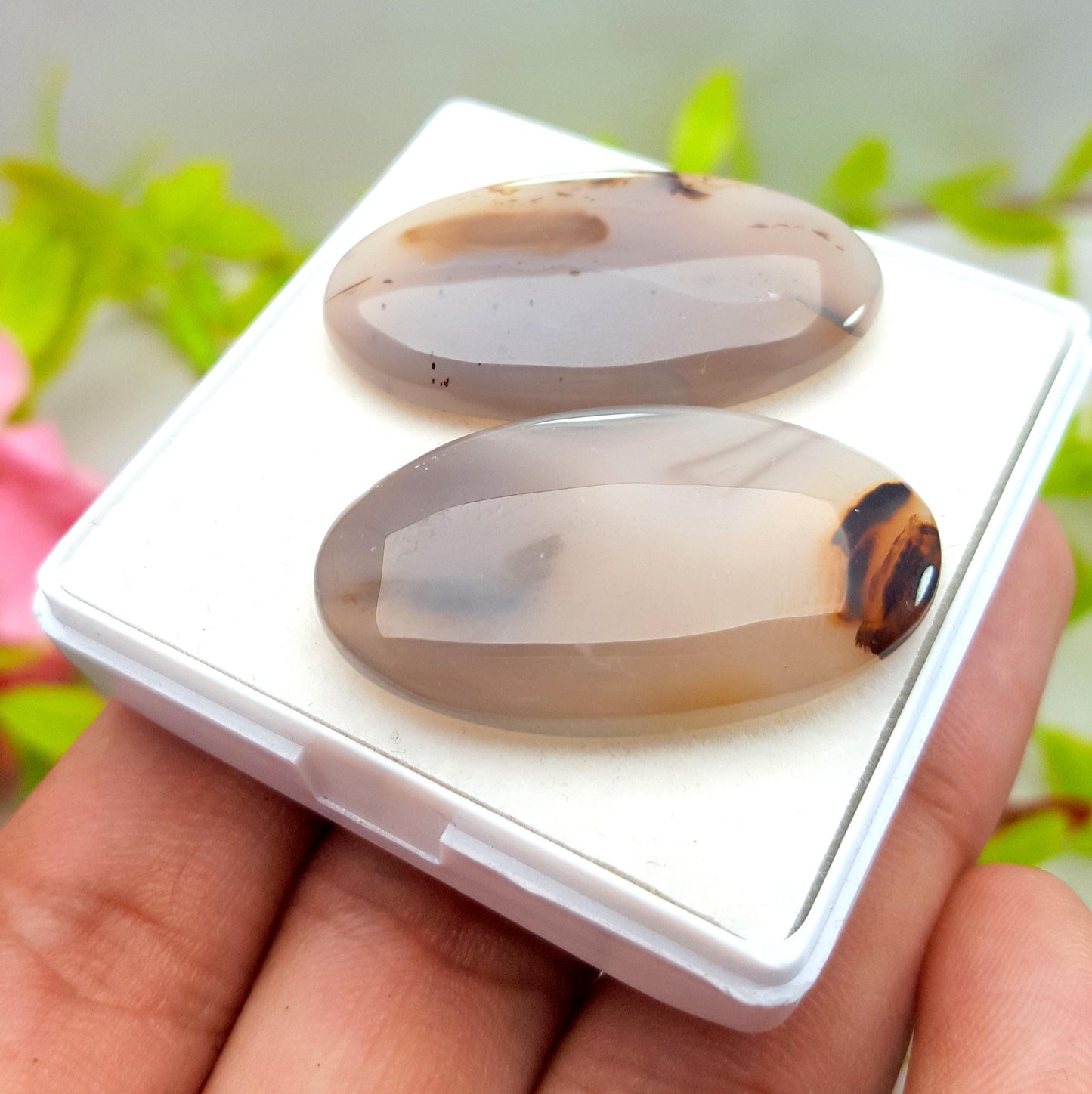 Montana, 100% Natural Montana Agate, Oval Smooth Cabochon Gemstone Lot, 71.70 Ct, Size-35x20x6mm TO 37X20X5mm, For Jewelry Making, PC-2