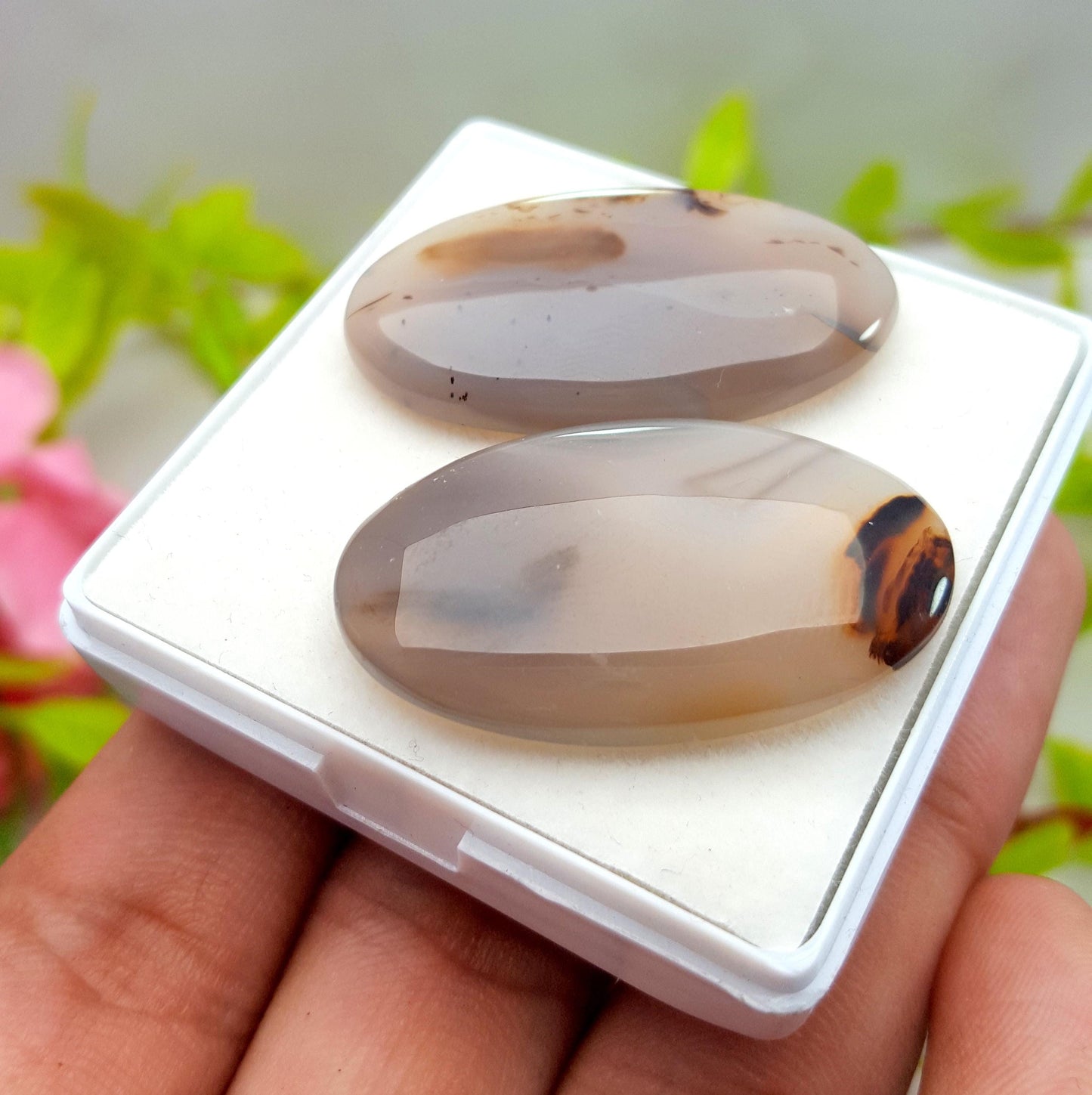 Montana, 100% Natural Montana Agate, Oval Smooth Cabochon Gemstone Lot, 71.70 Ct, Size-35x20x6mm TO 37X20X5mm, For Jewelry Making, PC-2