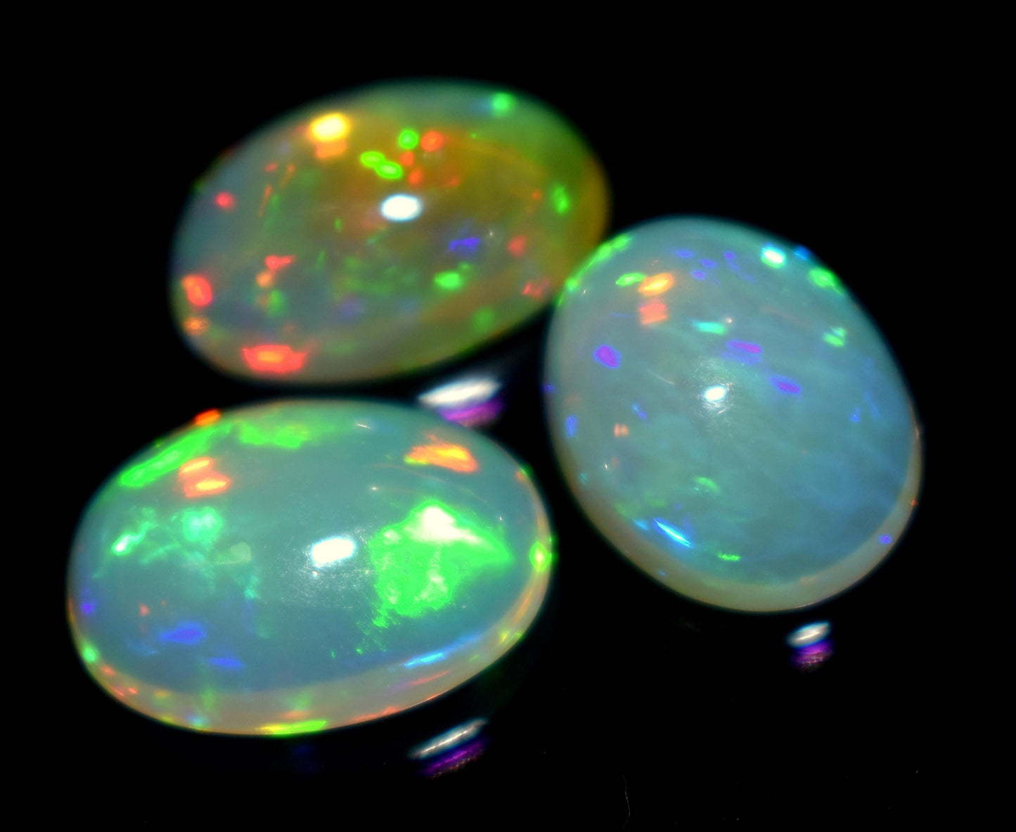 100% Natural Ethiopian Opal, Oval Welo Fire Cabochon Gemstone Lot, 9.10 Carat, Size-9.5x12x6mm To 10x13.5x5mm, For Jewelry Making,