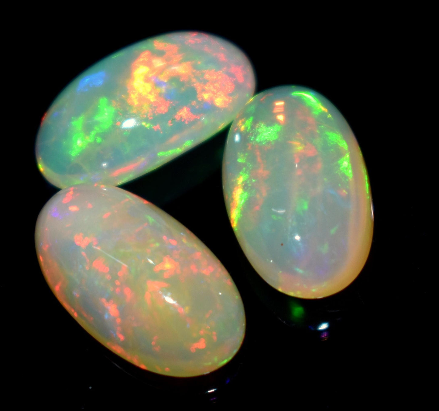 Opal, Natural Ethiopian Opal, Oval Welo Fire Cabochon Gemstone Lot, 10.40 Carat, Size-8x15x5.5mm To 8.5x15x5.5mm, For Jewelry Making,