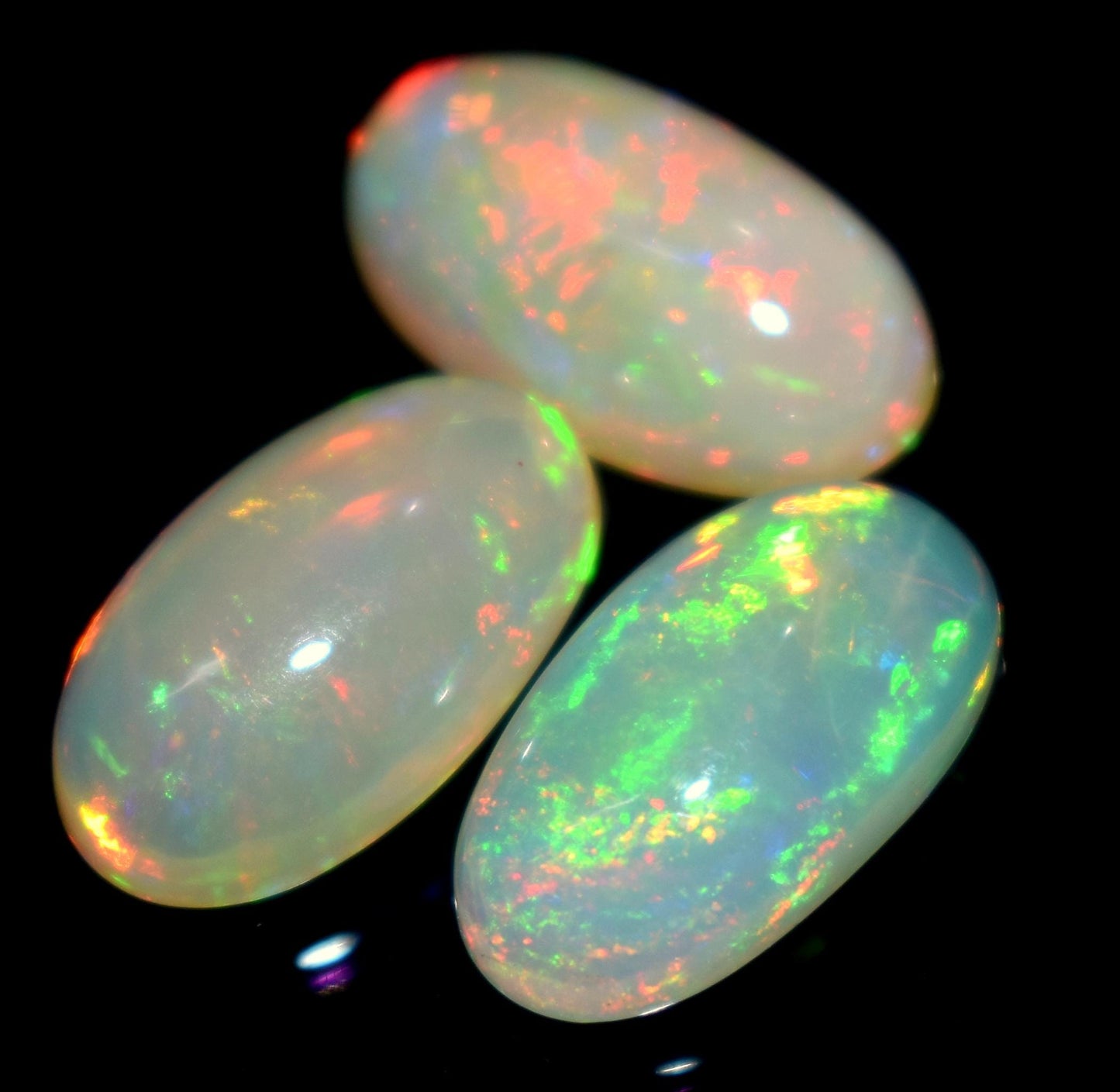 Opal, Natural Ethiopian Opal, Oval Welo Fire Cabochon Gemstone Lot, 10.40 Carat, Size-8x15x5.5mm To 8.5x15x5.5mm, For Jewelry Making,