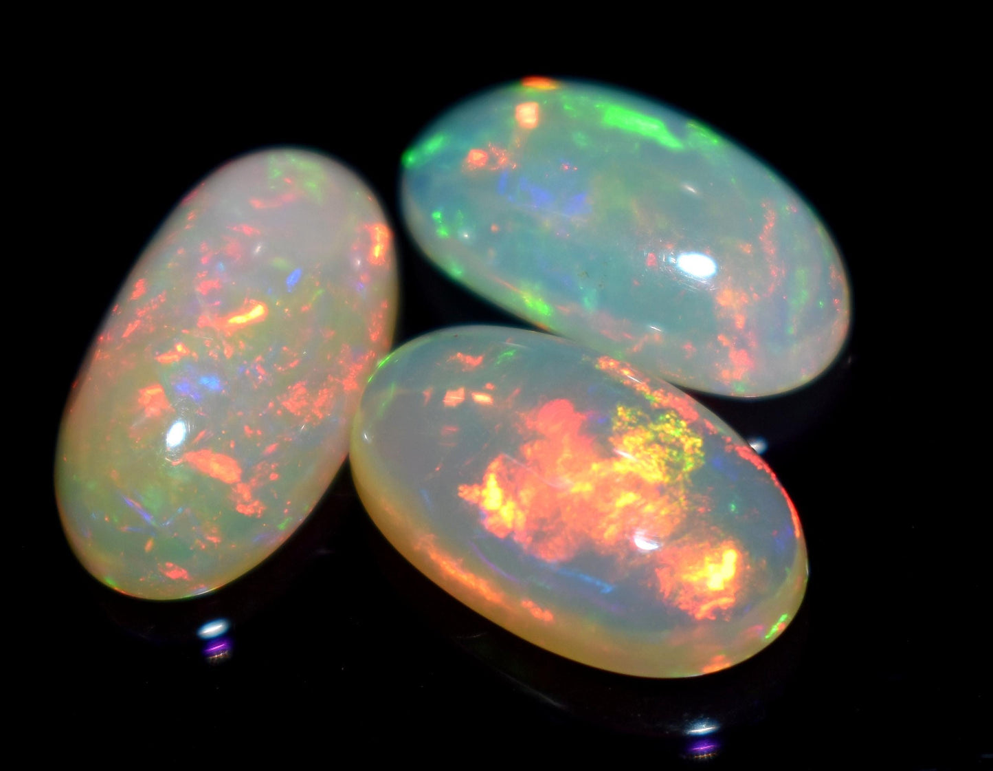 Opal, Natural Ethiopian Opal, Oval Welo Fire Cabochon Gemstone Lot, 10.40 Carat, Size-8x15x5.5mm To 8.5x15x5.5mm, For Jewelry Making,