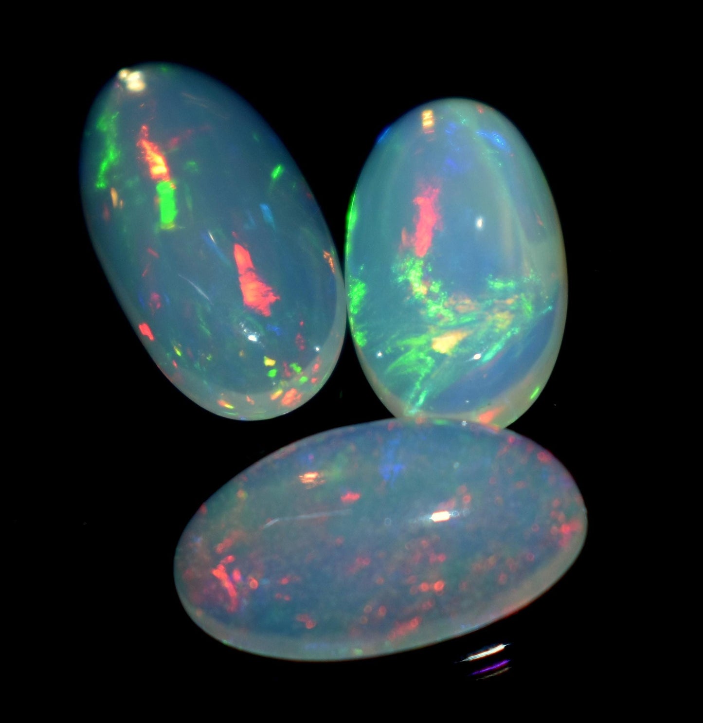 100% Natural Ethiopian Opal, Oval Welo Fire Cabochon Gemstone Lot, 7.90 Crt, Size-8x14.5x4.5mm To 8x16.5x5mm, For Jewelry Making, Pieces-3