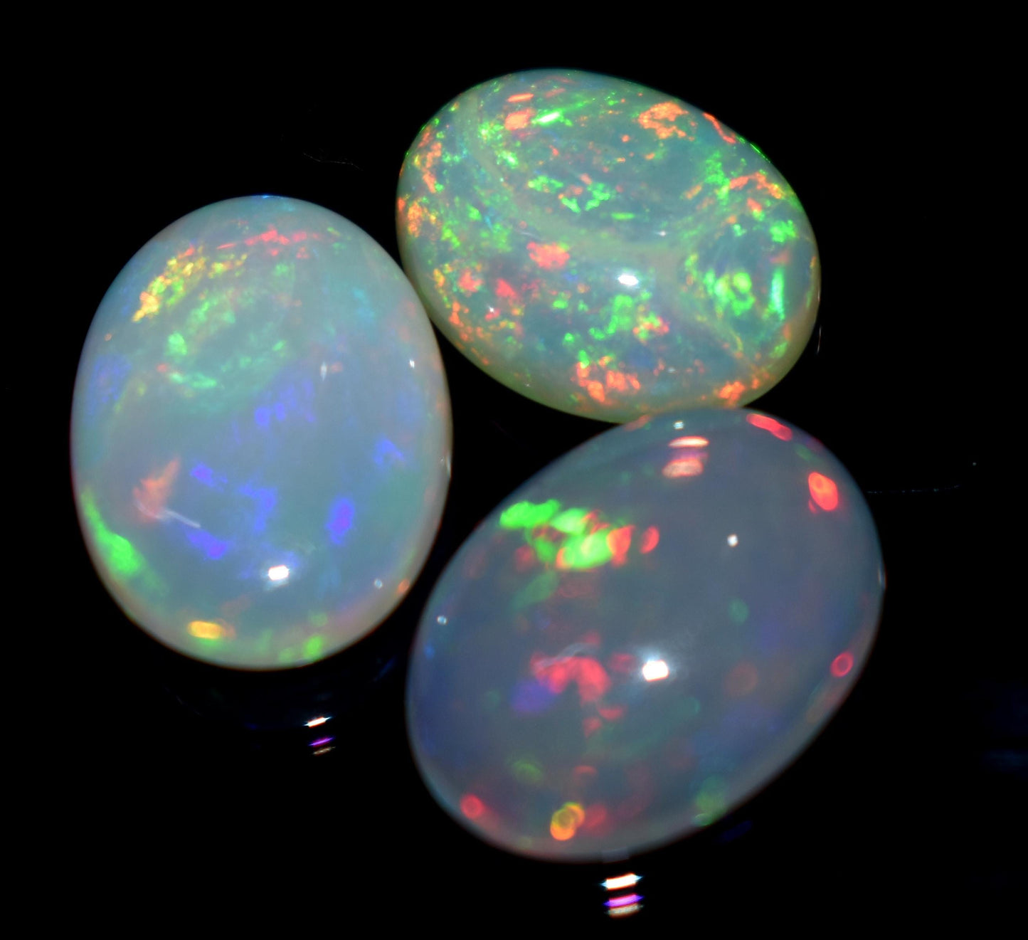 Opal, Natural Ethiopian Opal, Oval Welo Fire, Cabochon Gemstone Lot, 8.50 Carat, Size-9.5x12x5mm To 10x14x4.5mm, For Jewelry Making, PC-3