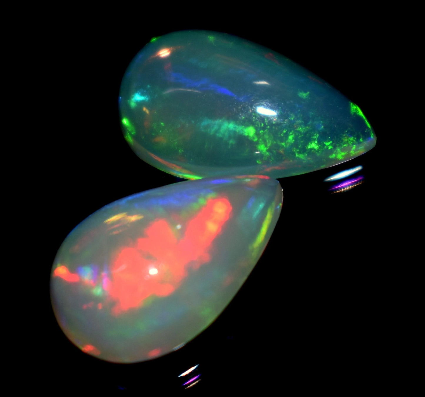 Genuine & 100% Natural Ethiopian Opal, Pear Welo Fire Cabochon Gemstone, 6.70 Ct, Size-9.5x15x6mm To 9.5x15.5x4.5mm, For Jewelry Making,