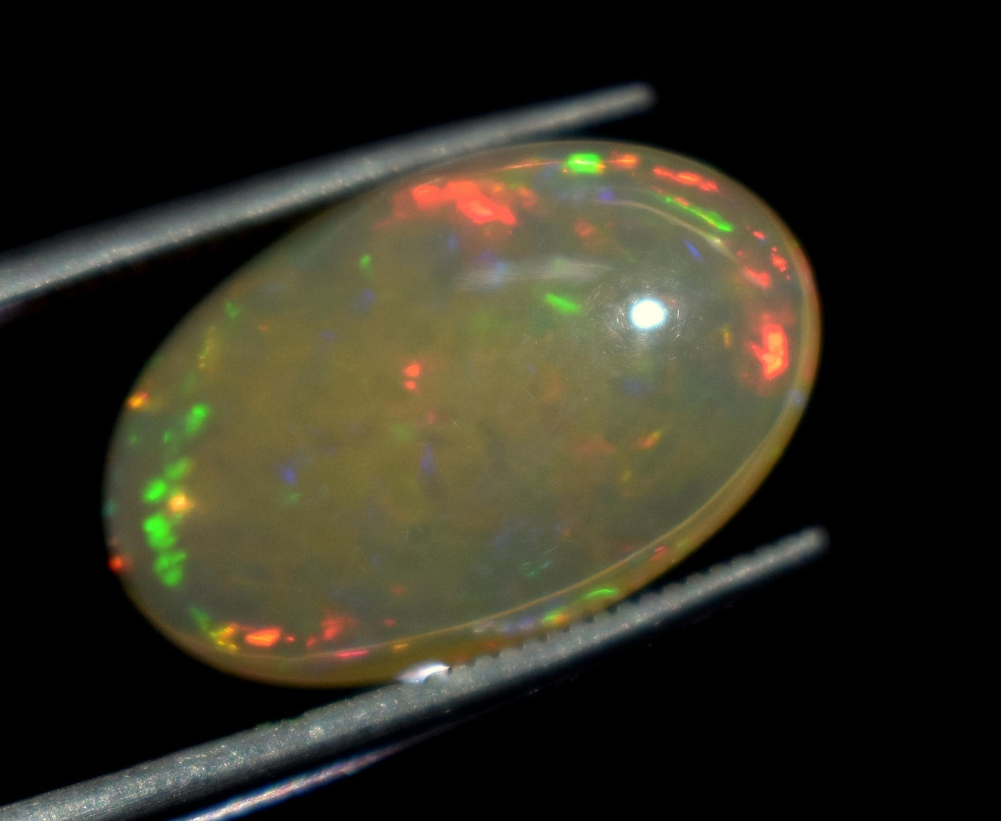 AAA+ Quality, Natural Ethiopian Opal, Oval Welo Fire Cabochon Loose Gemstone, 5.60 Carat, Size-11.5x18x5mm, For Jewelry Making, Piece-1