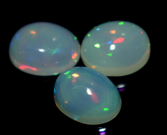 100% Natural Ethiopian Opal, Oval Welo Fire Cabochon Gemstone Lot, 7.80 Carat, Size-9x11.5x6mm To 9.5x11.5x5mm, For Jewelry Making, Piece-3