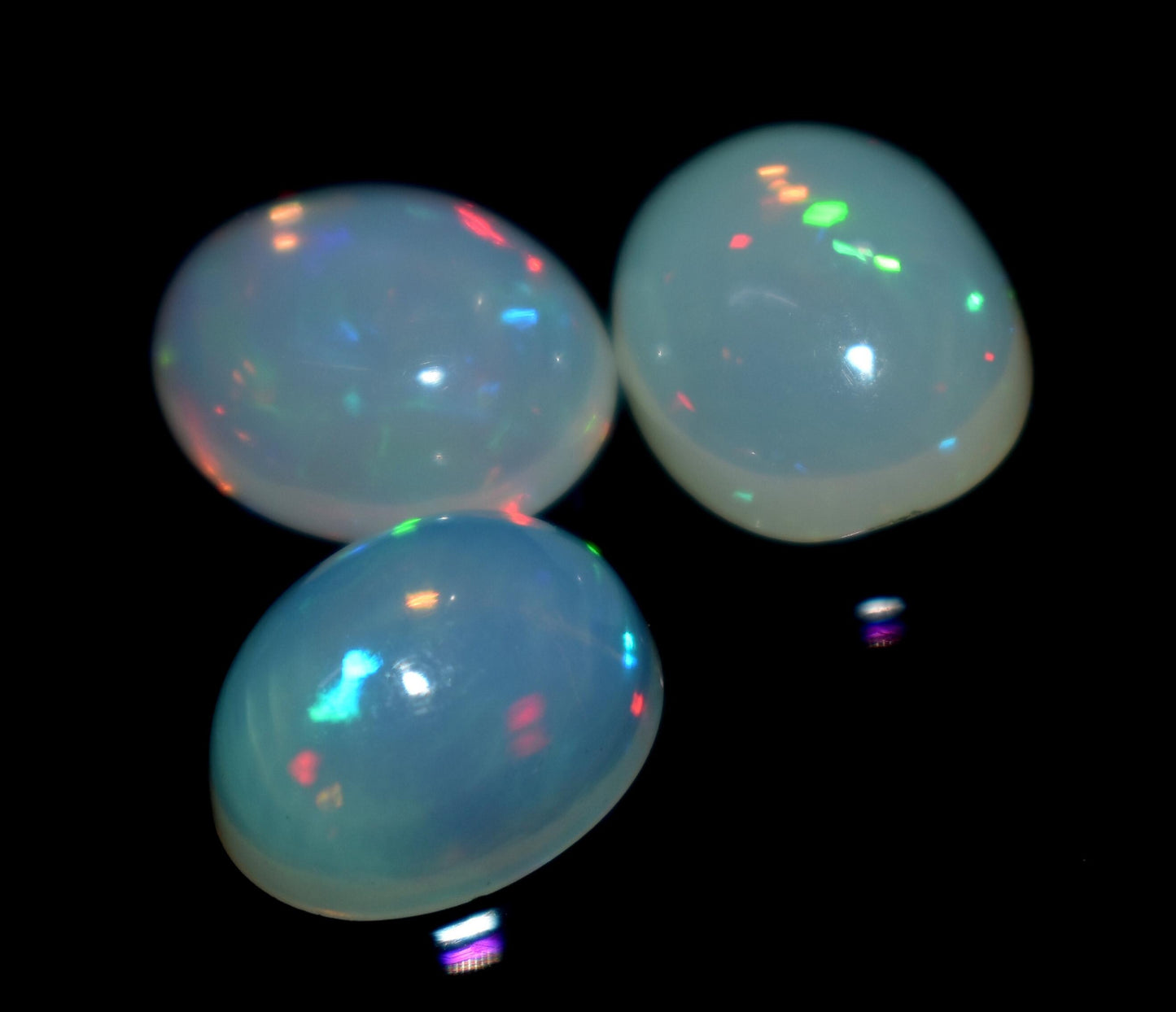 100% Natural Ethiopian Opal, Oval Welo Fire Cabochon Gemstone Lot, 7.80 Carat, Size-9x11.5x6mm To 9.5x11.5x5mm, For Jewelry Making, Piece-3