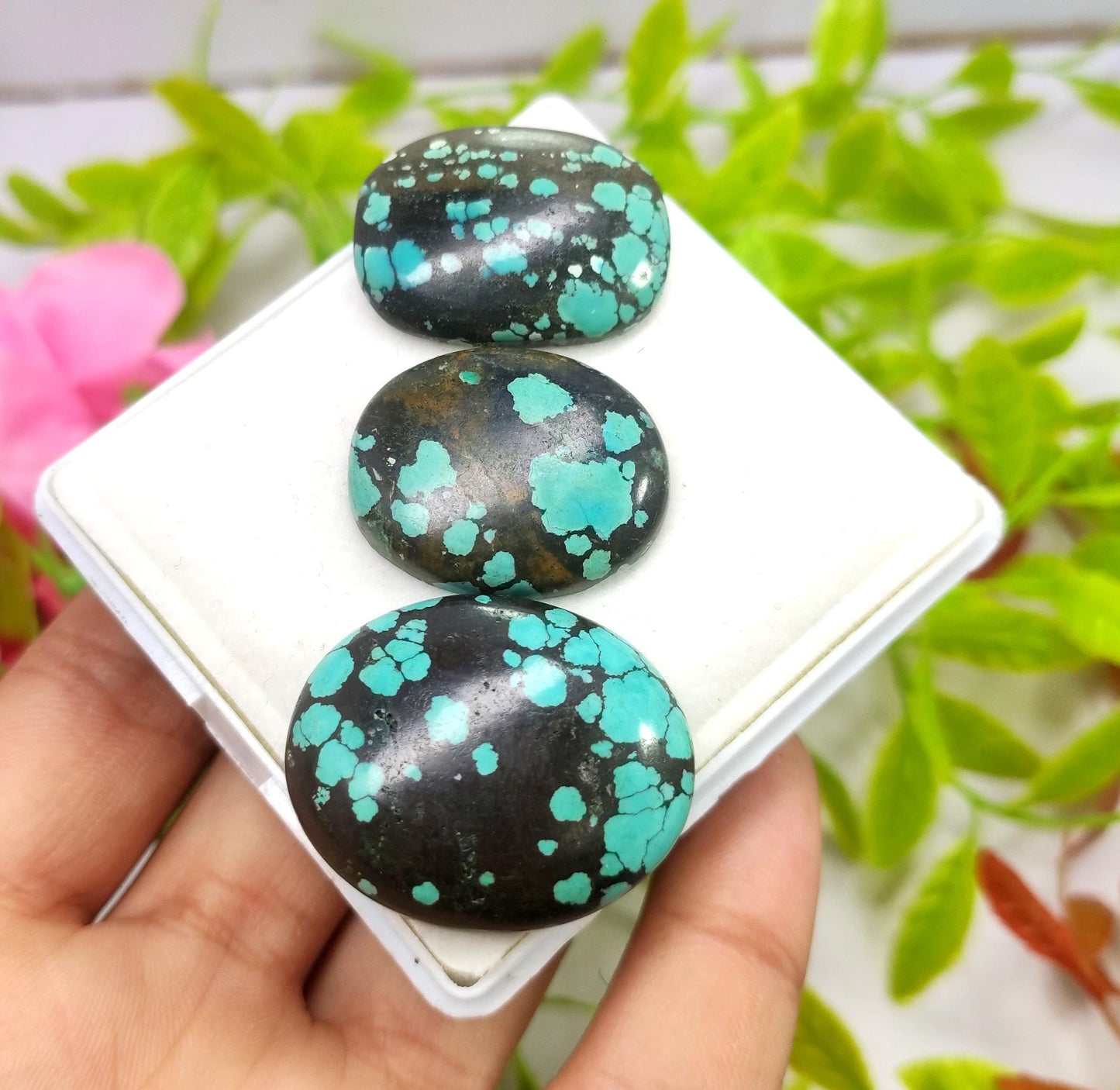 Turquoise, 100% Natural Tibetan Turquoise, Oval Smooth Cabochon Gemstone Lot, 89.30 Carat, Size-31x25x7mm To 26x21x5mm, For Jewelry Making,