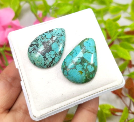 Turquoise, 100% Natural Tibetan Turquoise, Pear Smooth Cabochon Gemstone Lot, 40.90 Carat, Size-31x11x6mm To 30x21x5mm, For Jewelry Making,