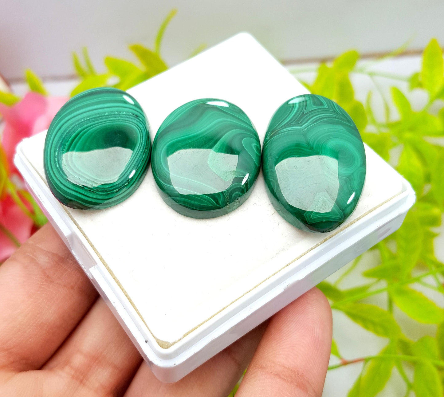 Malachite, 100% Natural Malachite, Oval Smooth Cabochon Gemstone Lot, 151.50 Carat, Size-33x20x6mm To 29x22x6mm, For Jewelry Making, PC-3