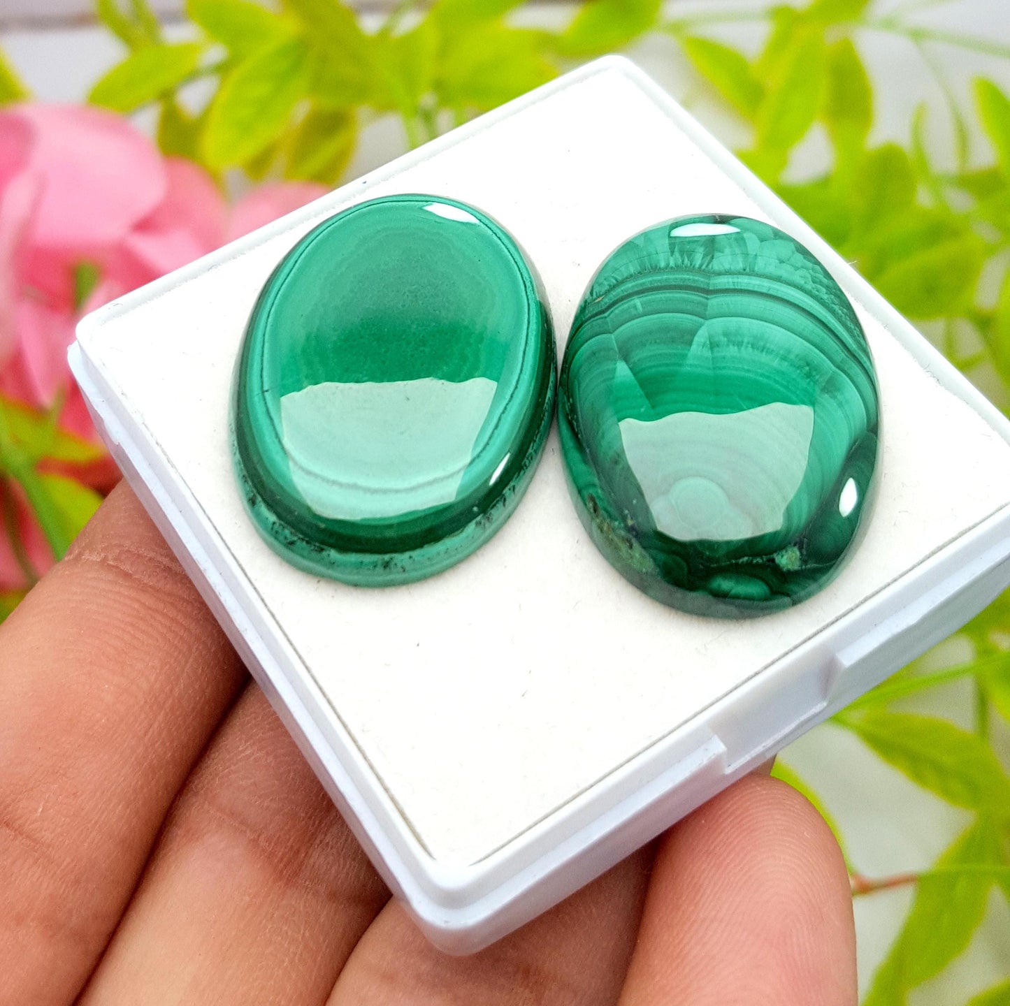 Malachite, 100% Natural Malachite, Oval Smooth Cabochon Gemstone Lot, 101.90 Carat, Size-30x21x6mm To 31x22x6mm, For Jewelry Making, PC-2