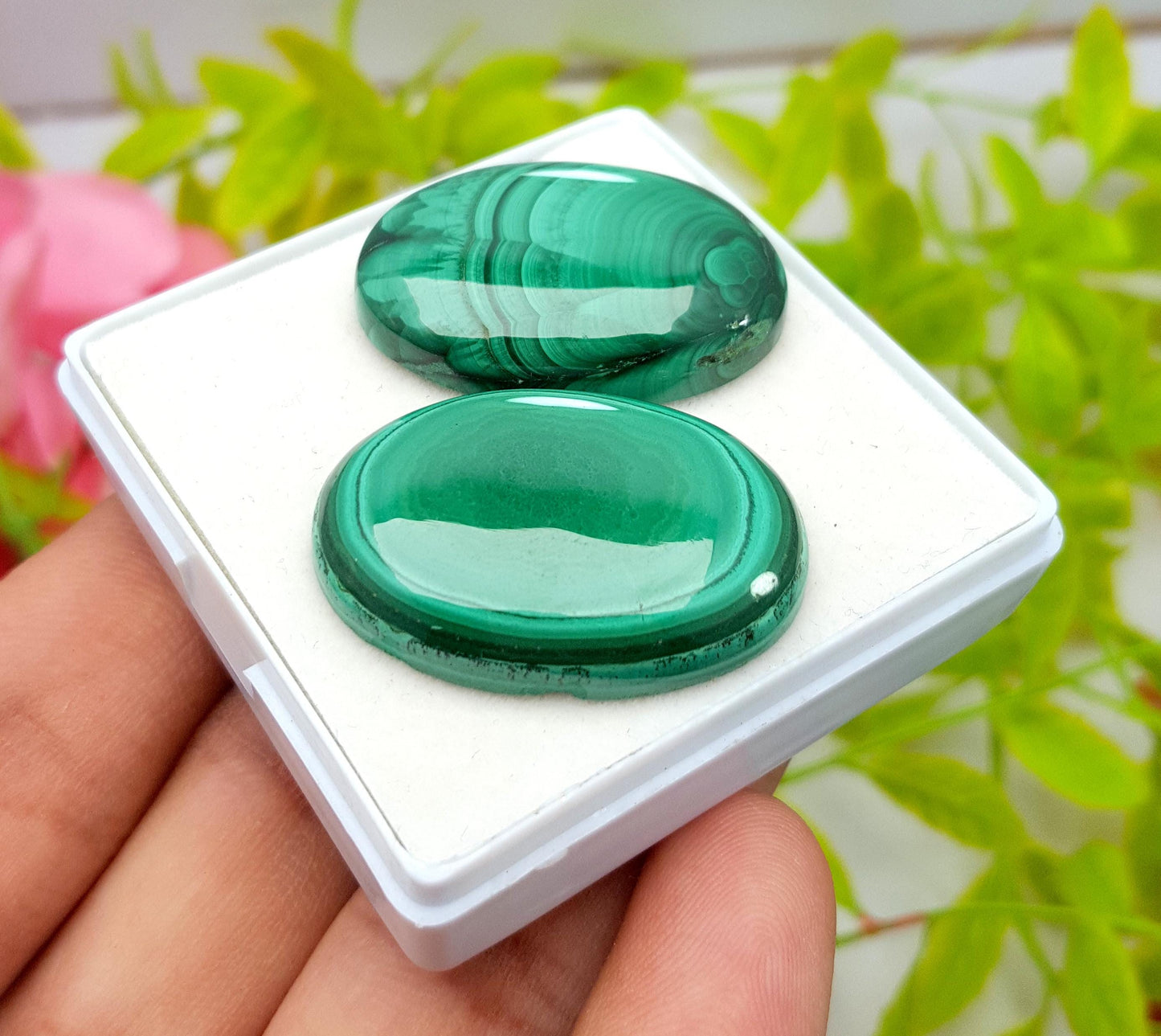 Malachite, 100% Natural Malachite, Oval Smooth Cabochon Gemstone Lot, 101.90 Carat, Size-30x21x6mm To 31x22x6mm, For Jewelry Making, PC-2