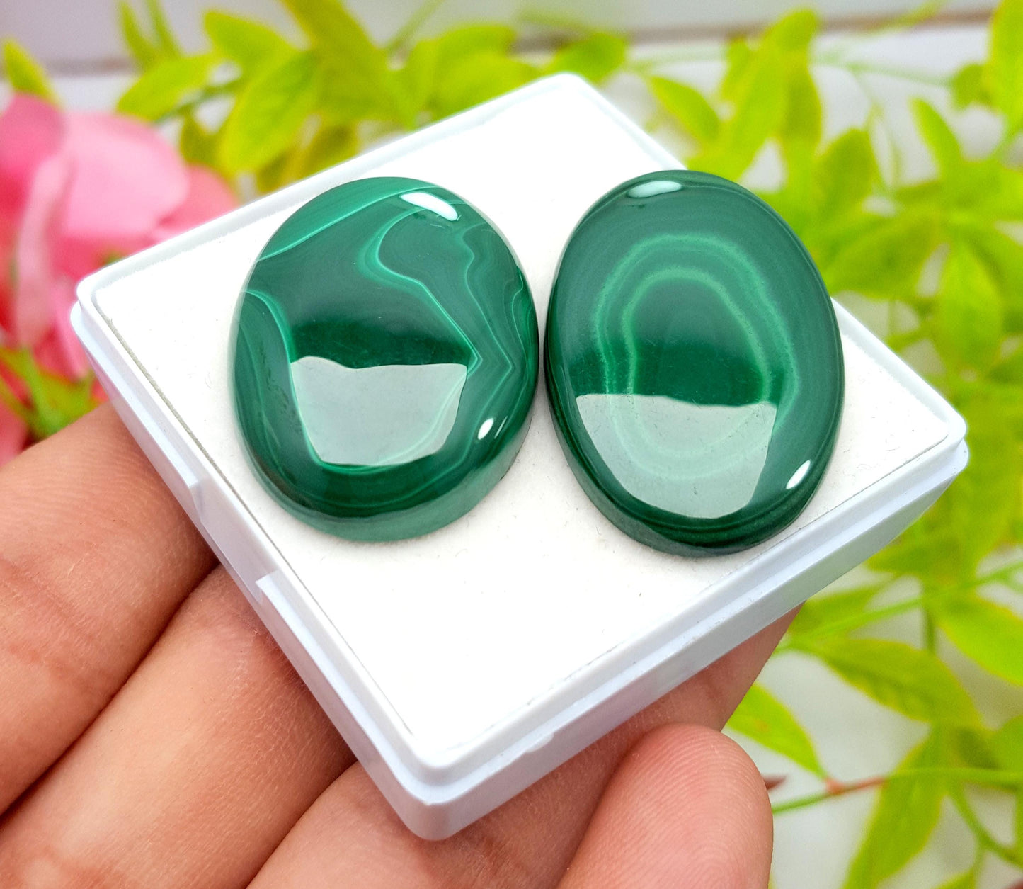 Malachite, 100% Natural Malachite, Oval Smooth Cabochon Gemstone Lot, 121.55 Carat, Size-35x22x5mm To 32x22x5mm, For Jewelry Making, PC-2