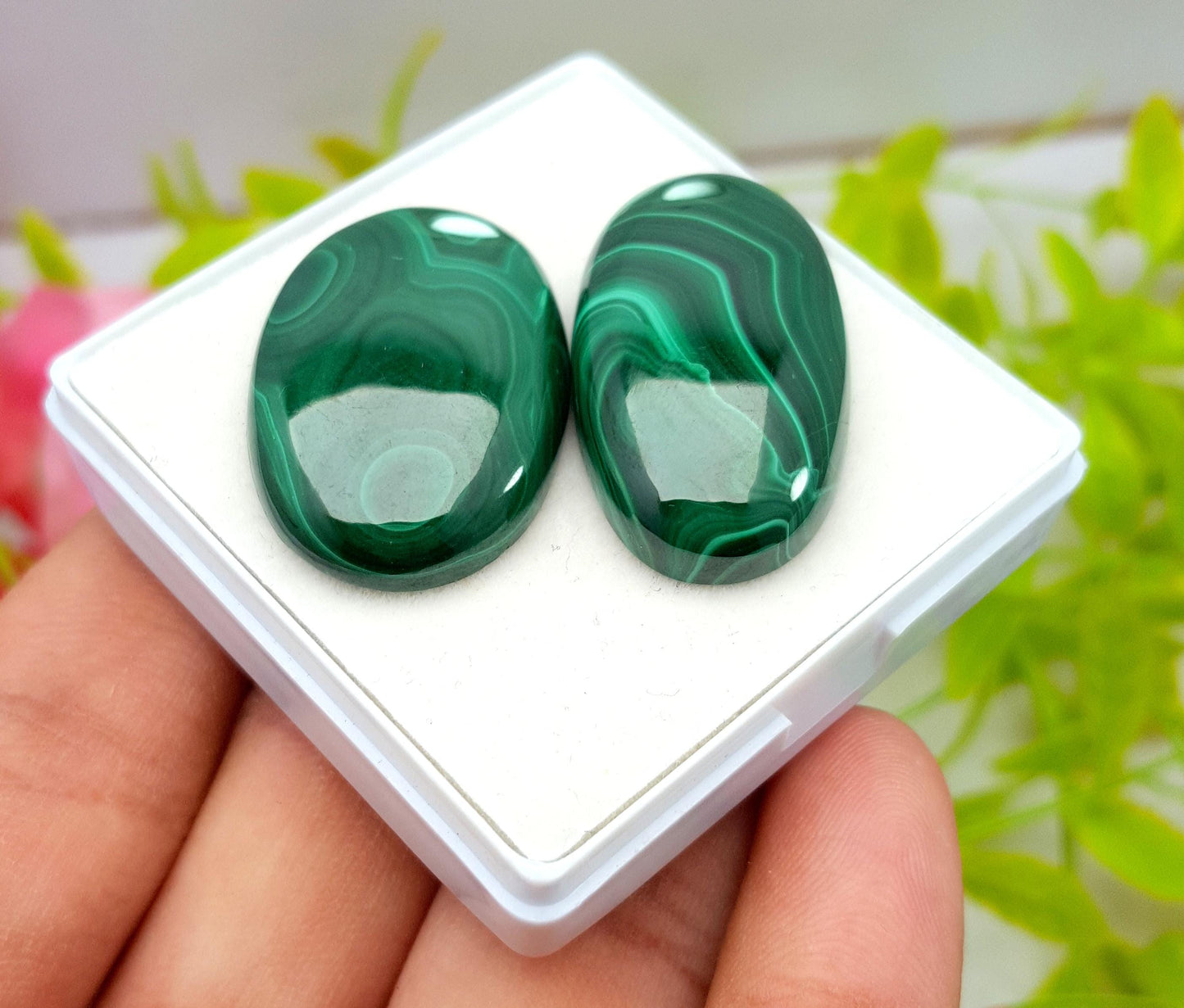 Malachite, 100% Natural Malachite, Oval Smooth Cabochon Gemstone Lot, 199.85 Carat, Size-30x20x6mm To 32x18x7mm, For Jewelry Making, PC-2