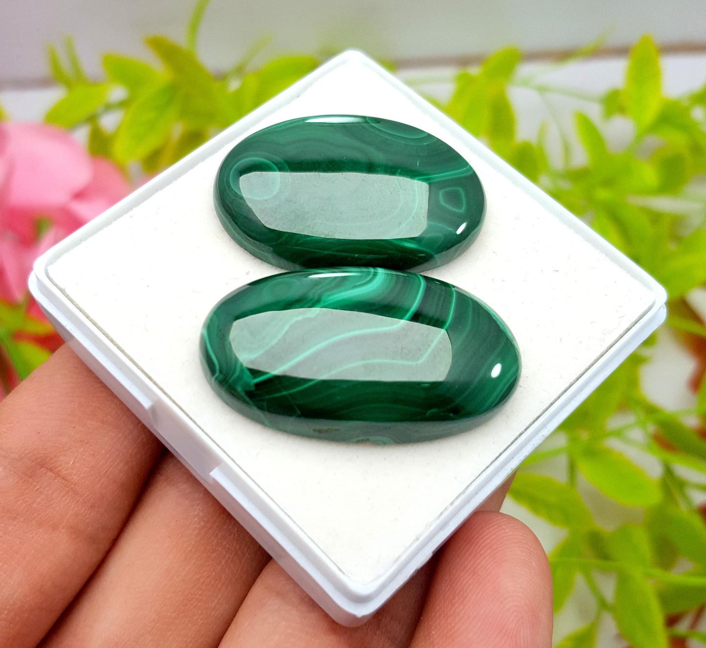 Malachite, 100% Natural Malachite, Oval Smooth Cabochon Gemstone Lot, 199.85 Carat, Size-30x20x6mm To 32x18x7mm, For Jewelry Making, PC-2