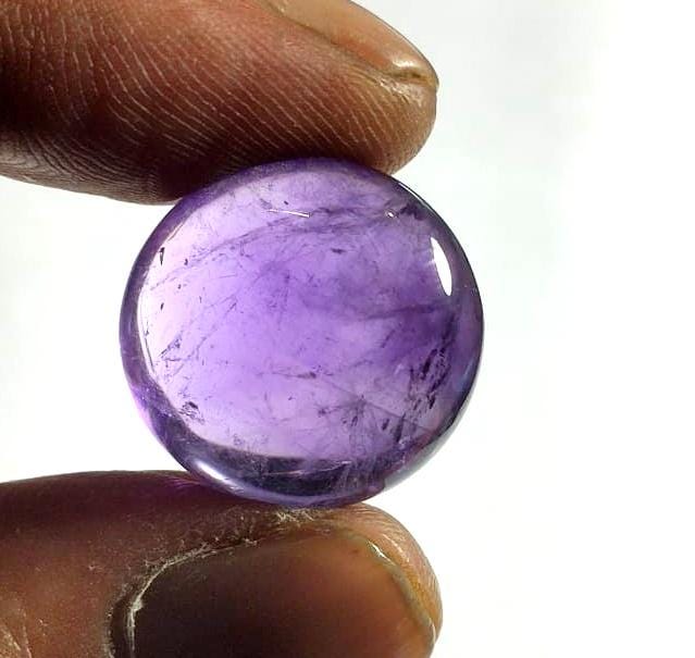 Amethyst, 100% Natural Purple Amethyst, Round Smoothies Cabochon Loose Gemstone, 24.40 Carat, Size-20x20x9mm, For Jewelry Making,