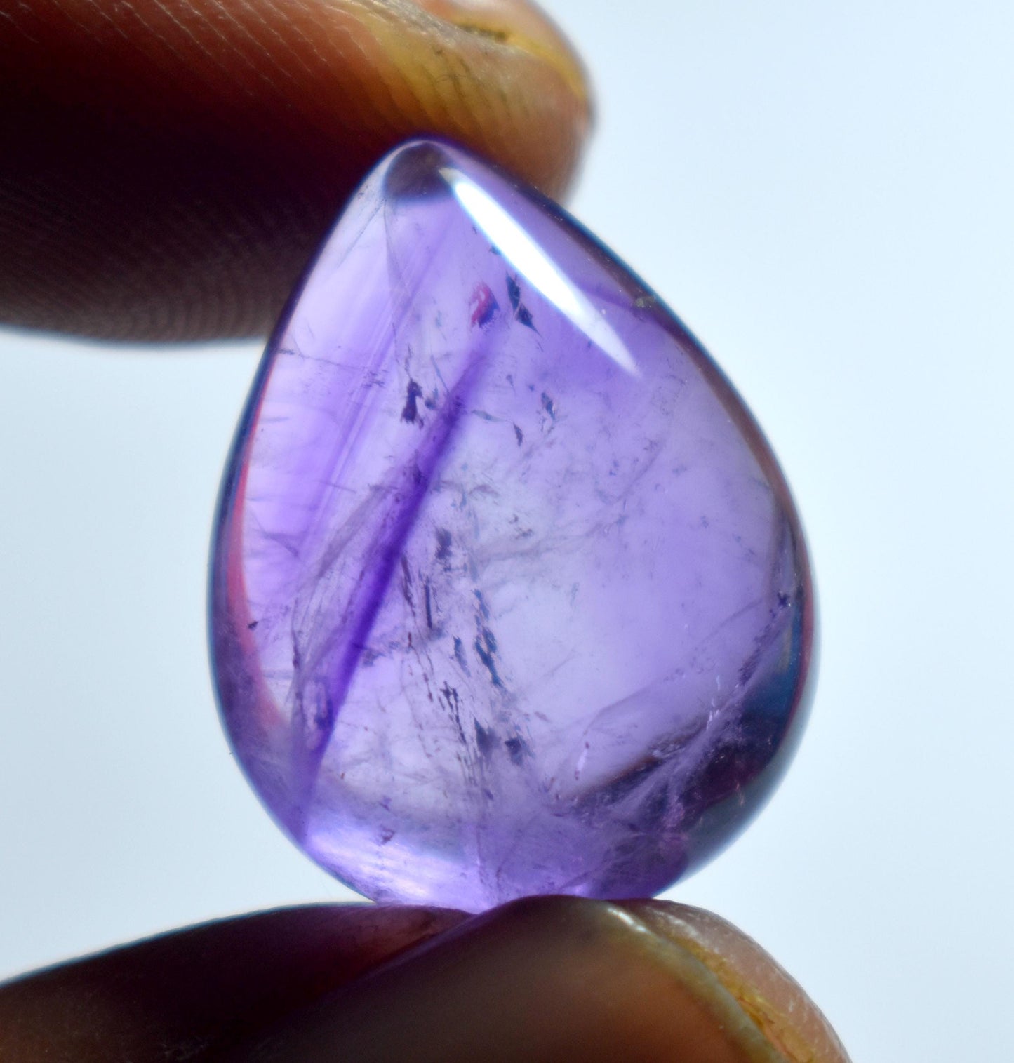 Genuine & 100% Natural Purple Amethyst, Pear Smoothies Cabochon Loose Gemstone, 17.40 Carat, Size-18x21x8mm, For Jewelry Making,