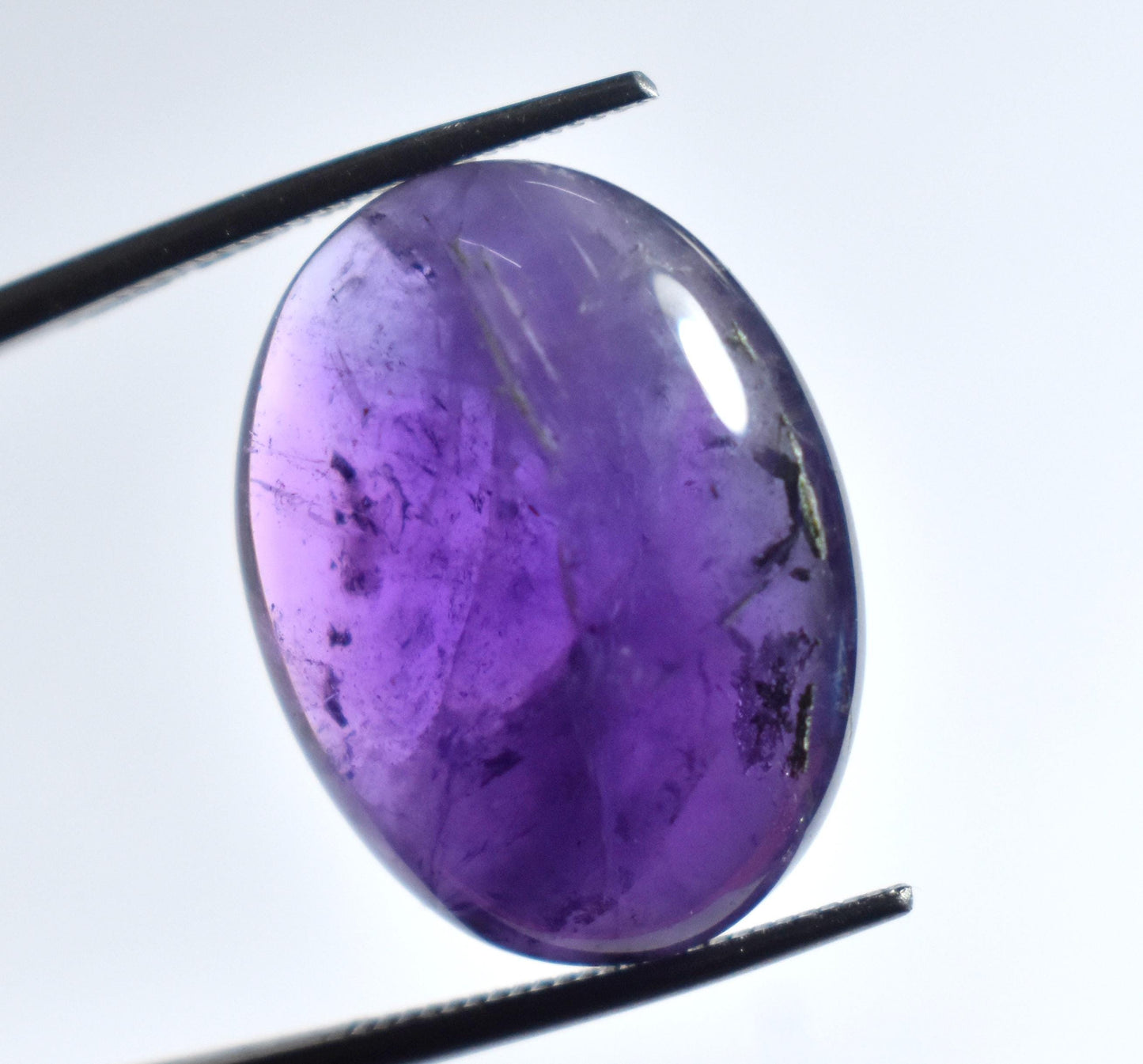 Amethyst, 100% Natural Purple Amethyst, Oval Smoothies Cabochon Loose Gemstone, 18.60 Carat, Size-16x20.5x8mm, For Jewelry Making,