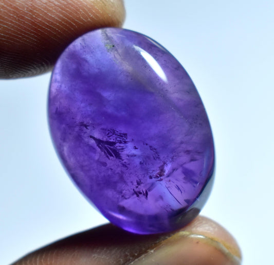 Genuine & 100% Natural Purple Amethyst, Oval Smoothies Cabochon Loose Gemstone, 35.00 Carat, Size-19x26x10mm, For Jewelry Making,