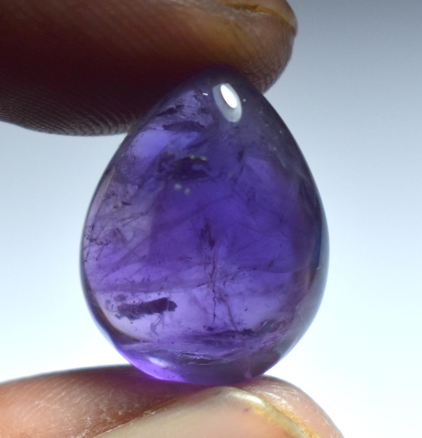 100% Natural Purple Amethyst, Pear Smoothies Cabochon Loose Gemstone, 15.10 Carat, Size-15x19x8.5mm, For Jewelry Making,