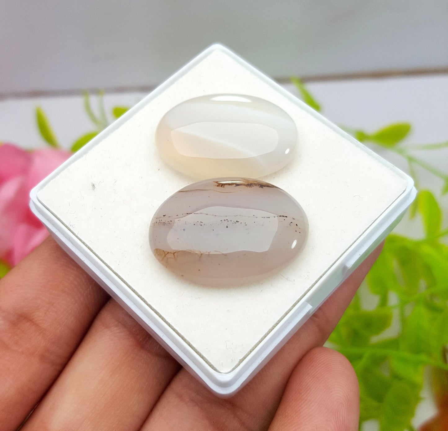 Agate, 100% Natural White Banded Agate, Oval Huge Size Cabochon Gemstone Lot, 48.50 Carat, Size-25x18x6mm To 26x19x6mm, For Jewelry Making,