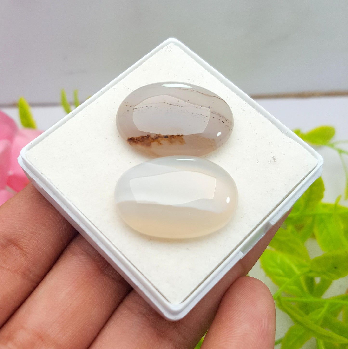 Agate, 100% Natural White Banded Agate, Oval Huge Size Cabochon Gemstone Lot, 48.50 Carat, Size-25x18x6mm To 26x19x6mm, For Jewelry Making,