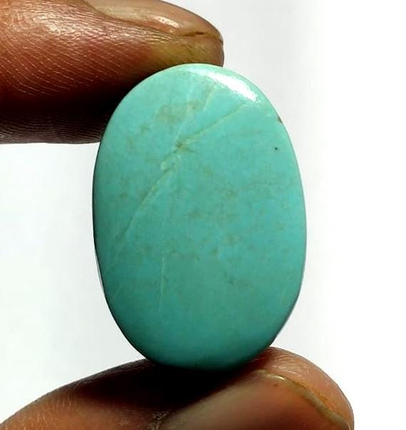 Turquoise, 100% Natural Arizona Turquoise, Oval Smoothies Cabochon Loose Gemstone, 27.25 Carat, Size-18.5x26x6.5mm, For Jewelry Making