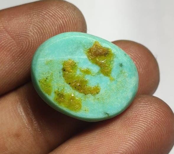 100% Natural Arizona Turquoise, Oval Smoothies Cabochon Loose Gemstone, 20.10 Carat, Size-16x21x6.5mm, For Jewelry Making,