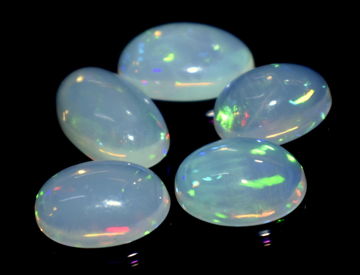 100% Natural Ethiopian Opal, Oval Welo Fire Cabochon Gemstone Lot, 11.20 Carat, Size-13x8x5mm To 11x9x4.5mm , For Jewelry Making, Piece-5