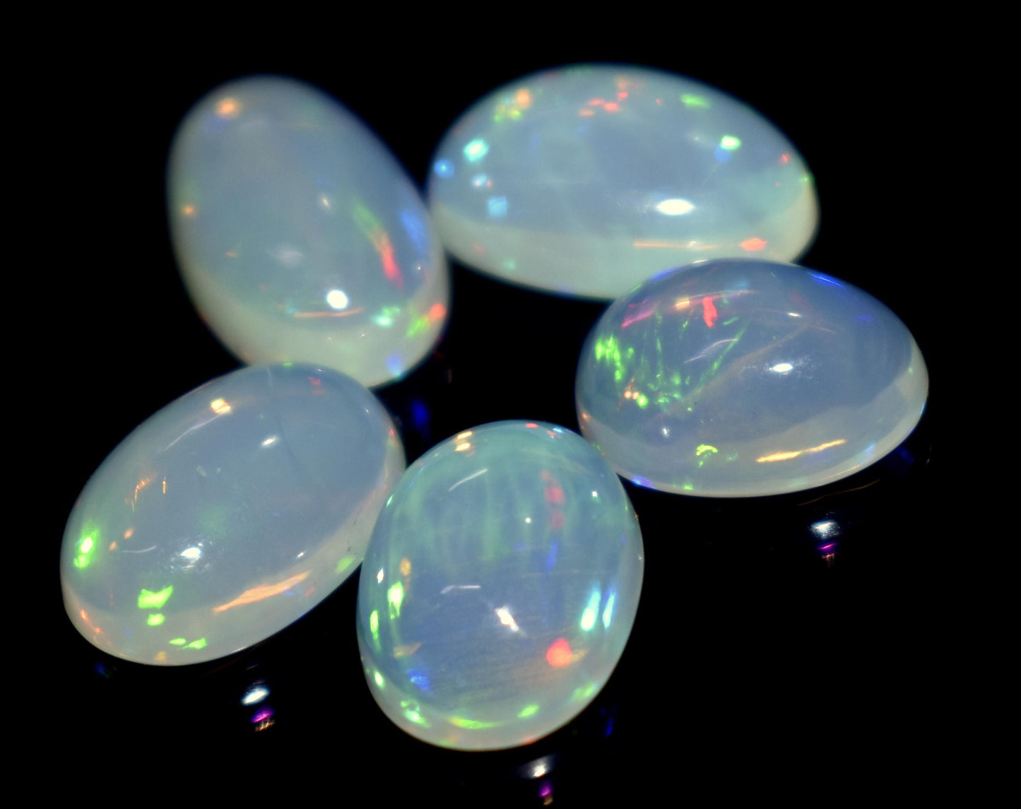 100% Natural Ethiopian Opal, Oval Welo Fire Cabochon Gemstone Lot, 11.20 Carat, Size-13x8x5mm To 11x9x4.5mm , For Jewelry Making, Piece-5