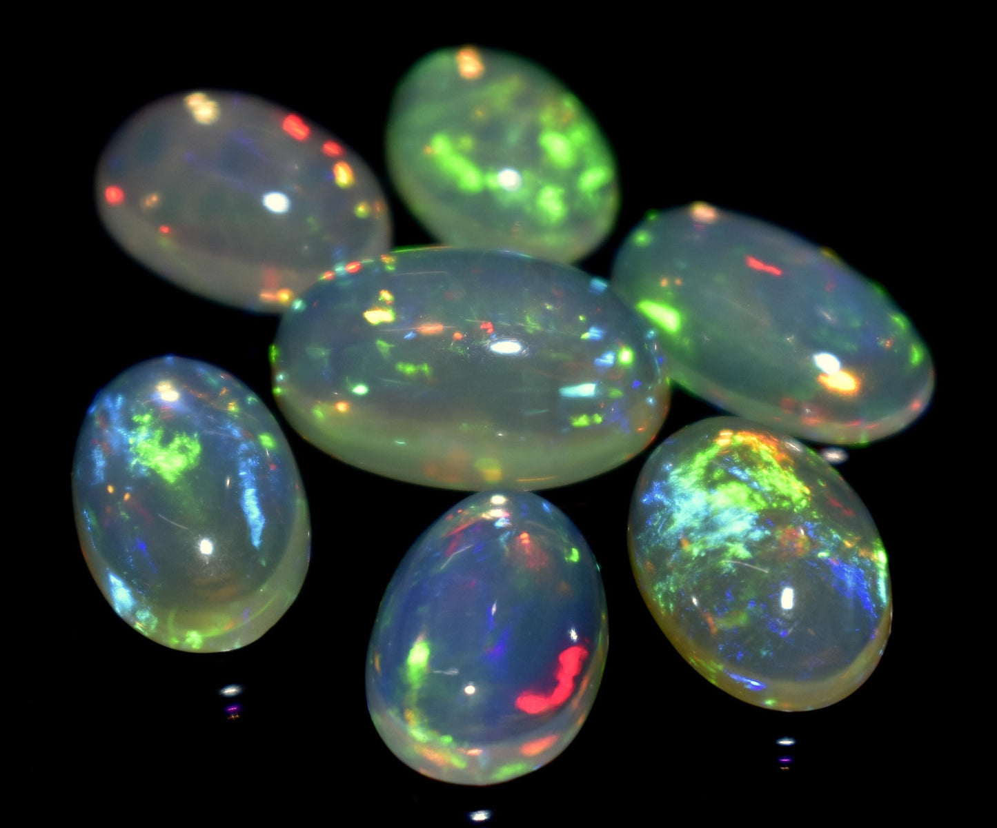 Opal, 100% Natural Ethiopian Opal, Oval Welo Fire Cabochon Gemstone Lot, 13.50 Carat, Size-13x7x5mm To 9x7x4mm, For Jewelry Making,