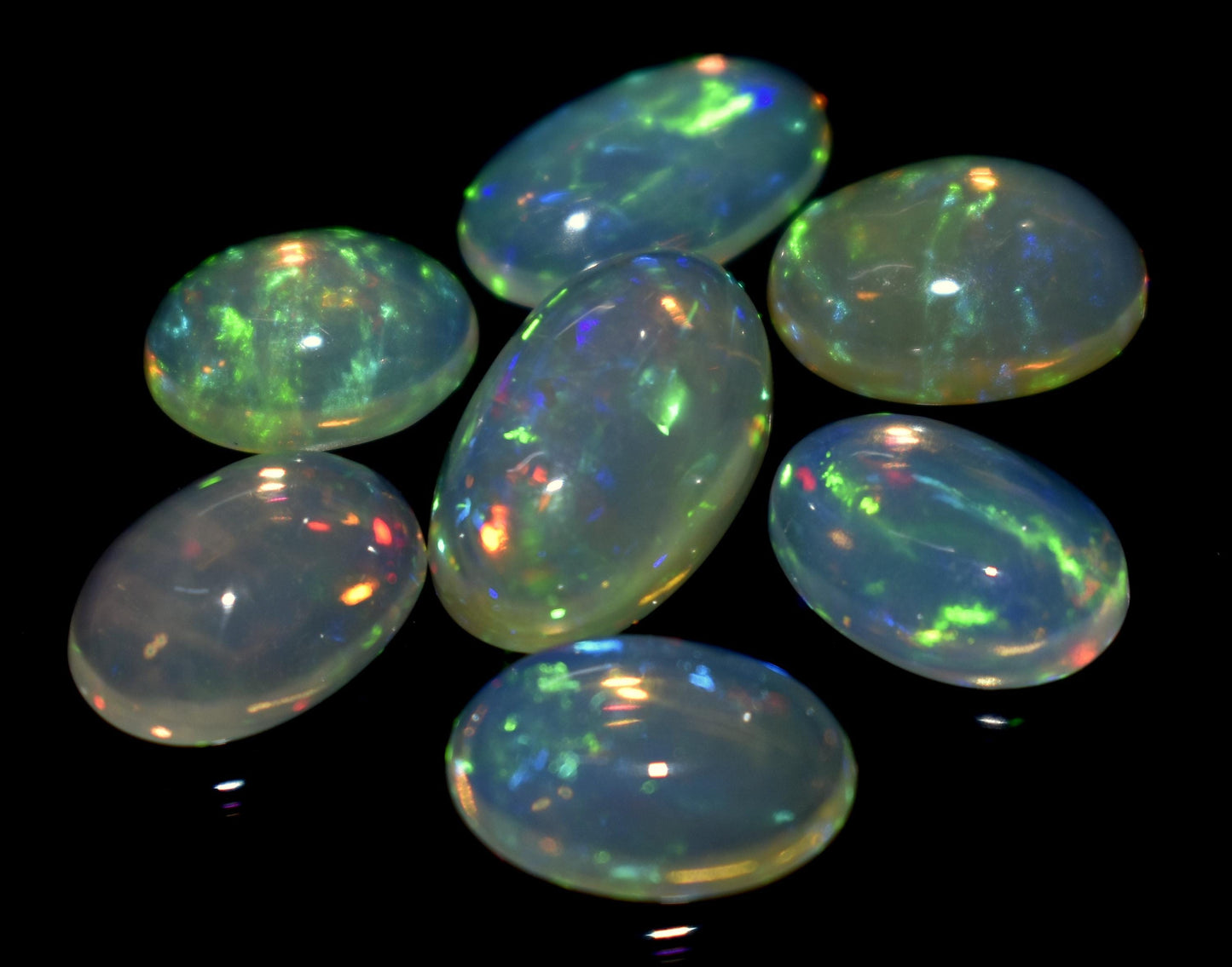 Opal, 100% Natural Ethiopian Opal, Oval Welo Fire Cabochon Gemstone Lot, 13.50 Carat, Size-13x7x5mm To 9x7x4mm, For Jewelry Making,