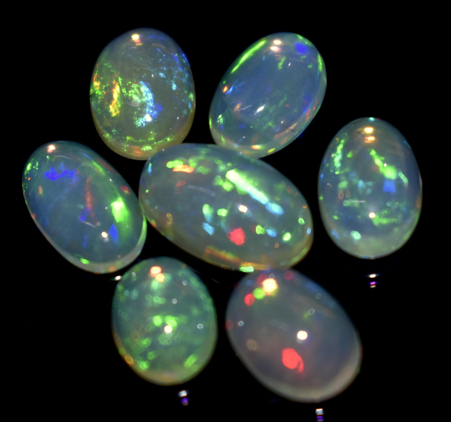 Opal, 100% Natural Ethiopian Opal, Oval Welo Fire Cabochon Gemstone Lot, 13.50 Carat, Size-13x7x5mm To 9x7x4mm, For Jewelry Making,