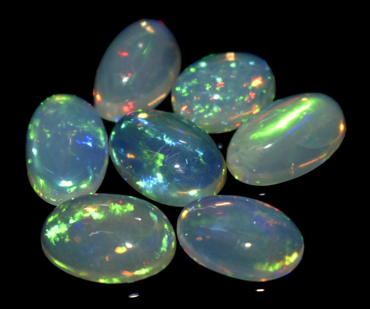 100% Natural Ethiopian Opal, Oval Welo Fire Cabochon Gemstone Lot, 13.70 Carat, Size-11.5x8x4mm To 10x8x4mm, For Jewelry Making, Piece-7