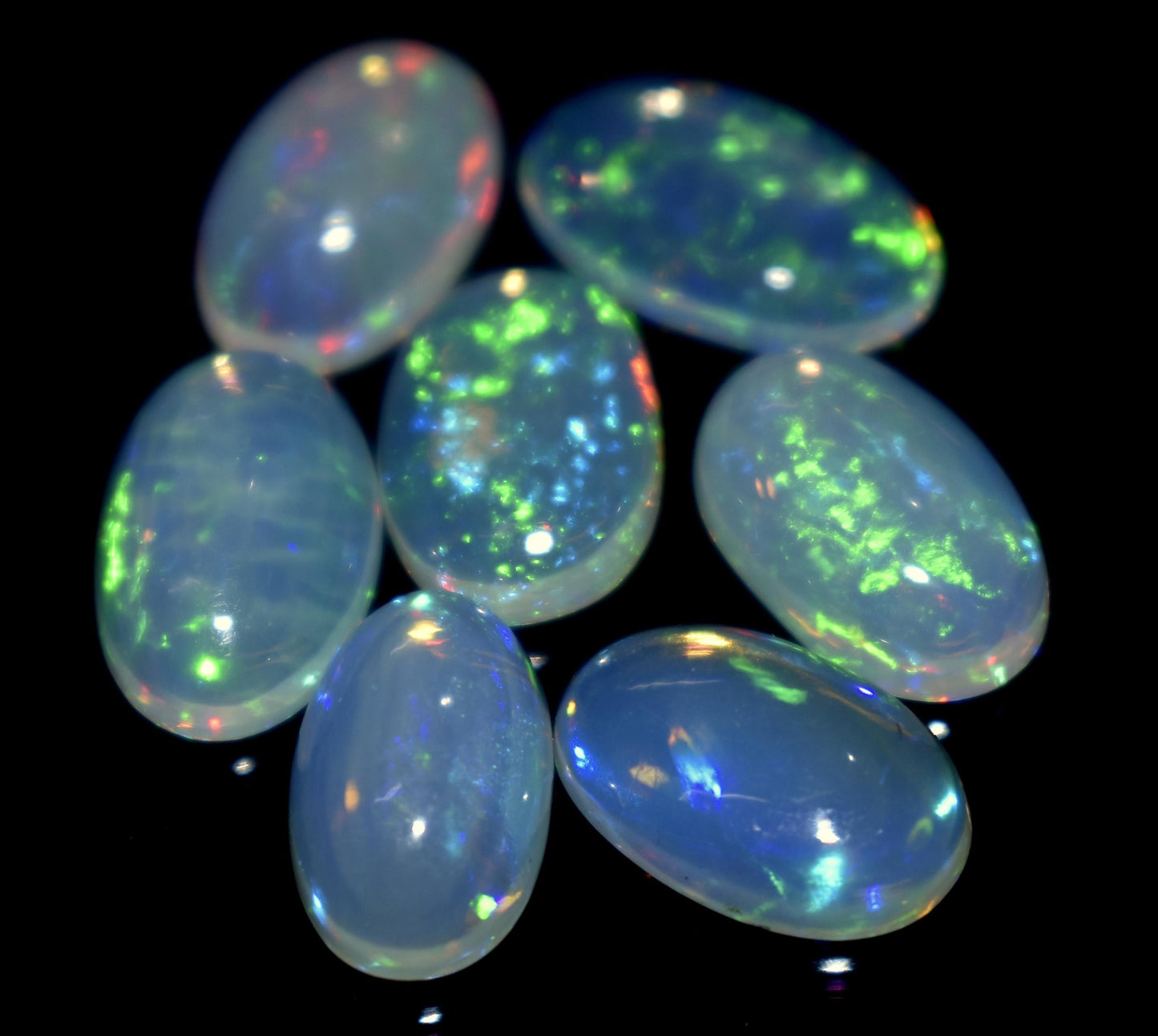 Genuine & 100% Natural Ethiopian Opal, Oval Welo Fire Cabochon Gemstone Lot, 12.75 Ct, Size-13x8x3mm To 11x7x5mm, For Jewelry Making, PC-7