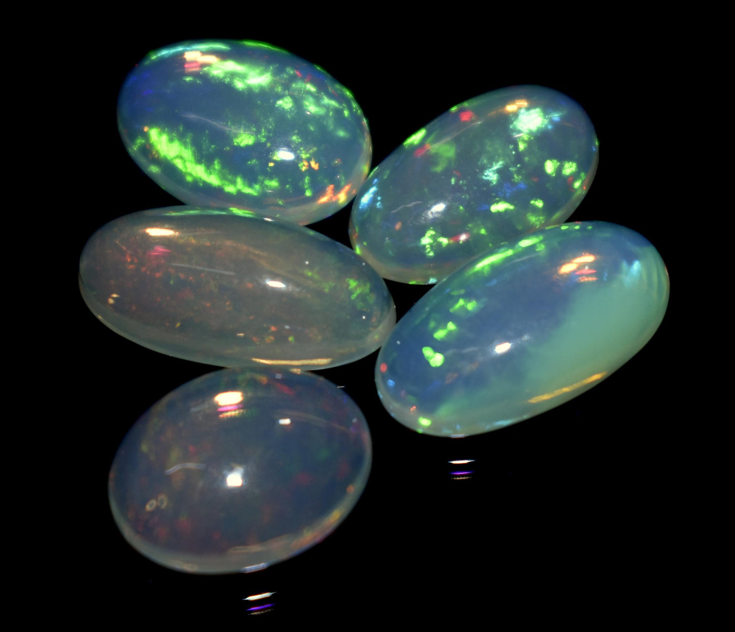 100% Natural Ethiopian Opal, Oval Welo Fire Cabochon Gemstone Lot, 11.20 Ct, Size-14x7x4.5mm To 11x9x4.5mm, For Jewelry Making, PC-5