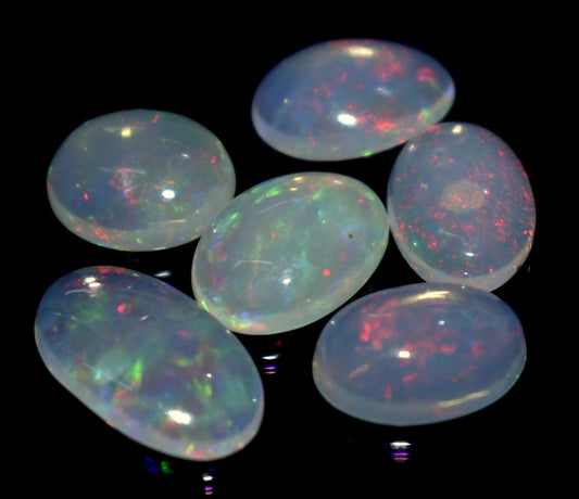 AAA+ Natural Ethiopian Opal, Oval Welo Fire Cabochon Gemstone Lot, 13.20 Ct, Size-14.5x9x4mm To 11x8x4mm, For Jewelry Making, PC-6