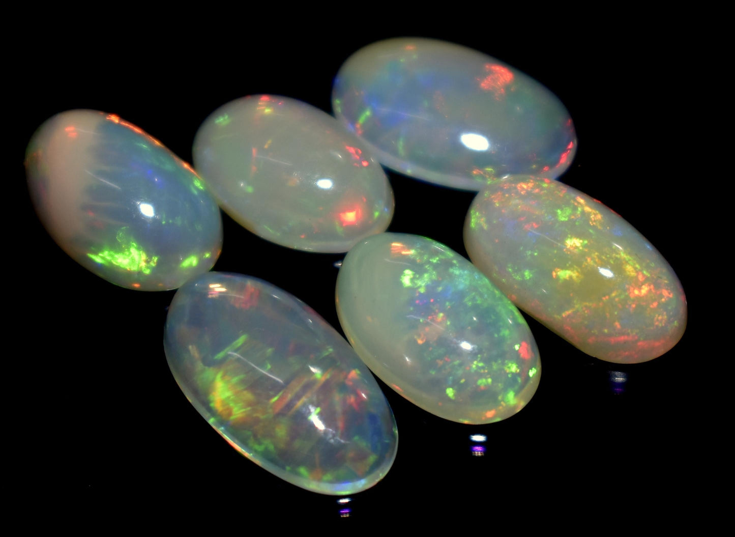 Genuine & 100% Natural Ethiopian Opal, Oval Welo Fire Cabochon Gemstone Lot, 9.50 Ct, Size-13x7x4mm To 11x7x4.5mm, For Jewelry Making, PC-6