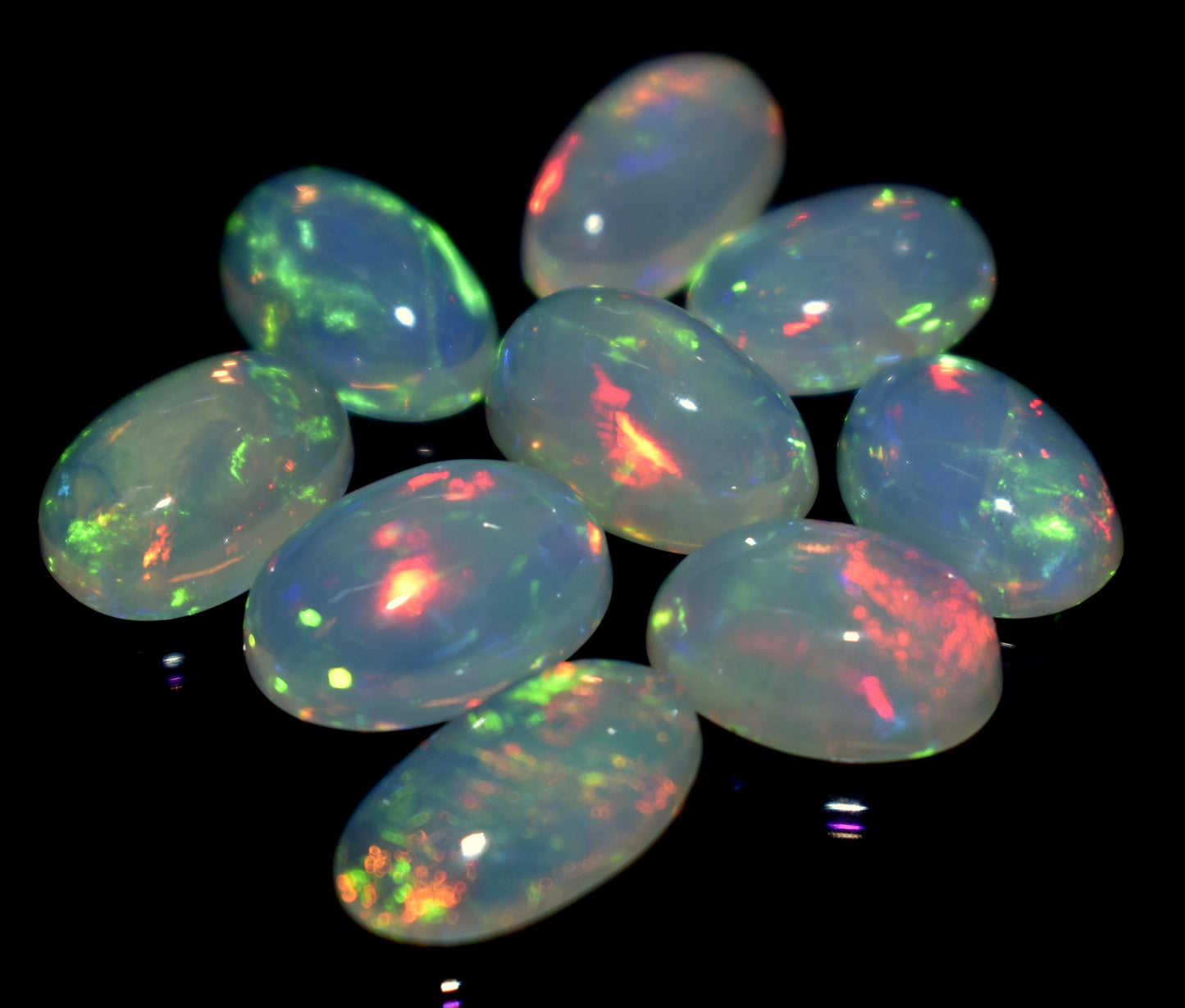 100% Natural Ethiopian Opal, Oval Welo Fire Cabochon Gemstone Lot, 17.00 Ct, Size-12x7x3.5mm To 10x7x3.5mm, For Jewelry Making, PC-9