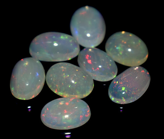 Opal, 100% Natural Ethiopian Opal, Oval Welo Fire Cabochon Gemstone Lot, 14.40 Ct, Size-12x7x5mm To 10x7x4mm, For Jewelry Making, PC-8