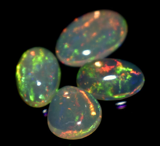 100% Natural Ethiopian Opal, Oval Welo Fire Cabochon Gemstone Lot, 6.30 Ct, Size-13x8x3mm To 9x8x3mm, For Jewelry Making, PC-4